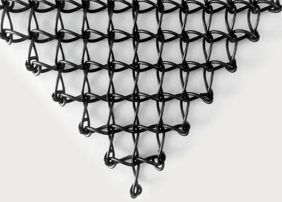 Bubuk Vinyl Dilapisi Stainless Steel Mesh Arsitektur Warna Hitam Tiga Dimensi