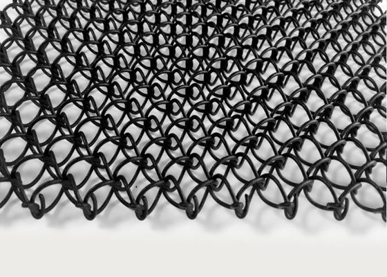 Bubuk Vinyl Dilapisi Stainless Steel Mesh Arsitektur Warna Hitam Tiga Dimensi