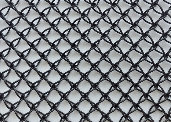 Bubuk Vinyl Dilapisi Stainless Steel Mesh Arsitektur Warna Hitam Tiga Dimensi