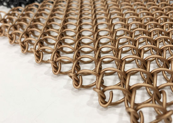 Stainless Steel Pvd Metal 1.5mm Dekoratif Woven Wire Mesh Layar Kaku Anti Dampak