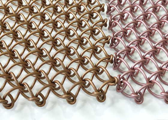 Stainless Steel Pvd Metal 1.5mm Dekoratif Woven Wire Mesh Layar Kaku Anti Dampak