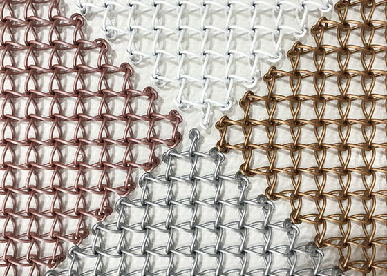 Stainless Steel Pvd Metal 1.5mm Dekoratif Woven Wire Mesh Layar Kaku Anti Dampak