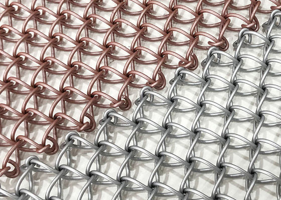 Stainless Steel Pvd Metal 1.5mm Dekoratif Woven Wire Mesh Layar Kaku Anti Dampak