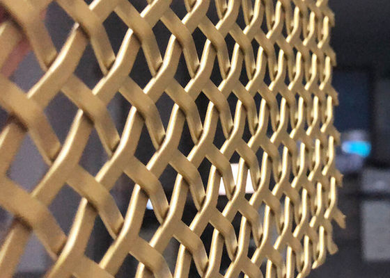 Stainless Steel 3mm Balkon Arsitektur Wire Mesh Panel Warna Emas