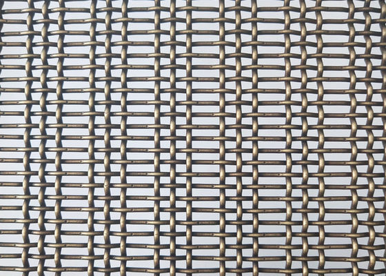 Warna Perunggu 3.6mm Stainless Steel Crimped Wire Mesh Dekoratif Woven