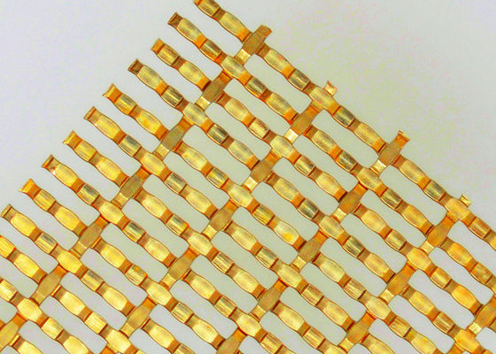 Golden Stainless Steel Arsitektur Mesh Dekoratif Woven Wire Untuk Pembagi Ruang