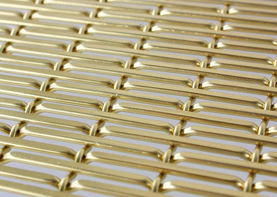 Warna Emas Anodizing Dekoratif Woven Wire Mesh Aluminium Untuk Plafon