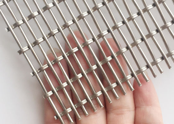 Bahan Bangunan Dekorasi Kunci Crimp Wire Mesh Industrial Metal Cladding