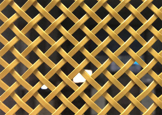Lampu Kuningan Warna Fireproof Dekorasi Arsitektur Woven Mesh Untuk Hall Screen Parition